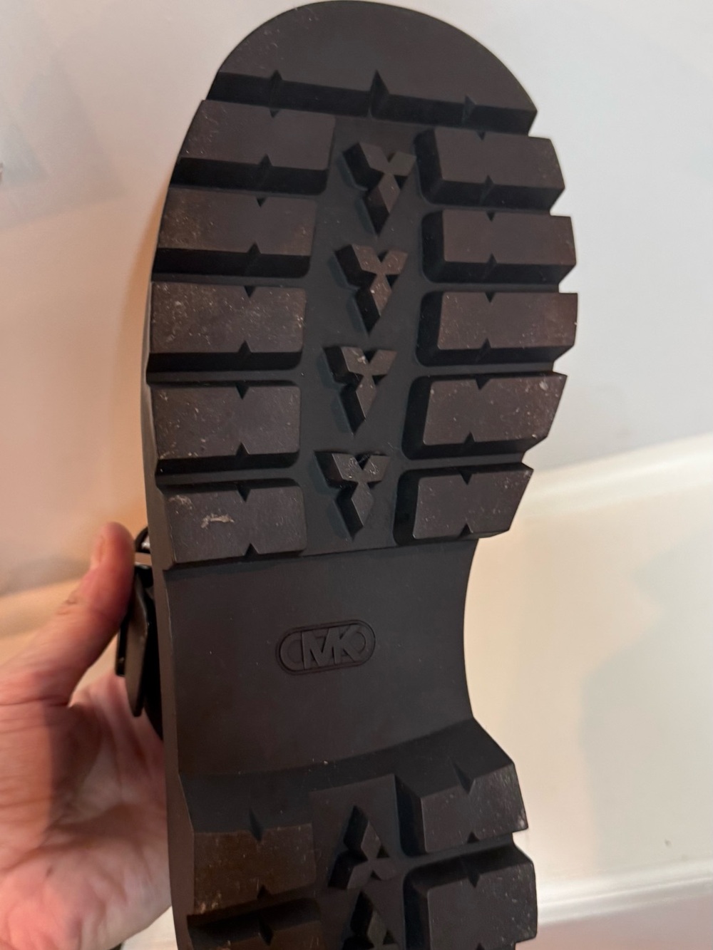 Michael Kors Black Lug-Sole Double Strap Slide Sandals - Picture 7 of 8